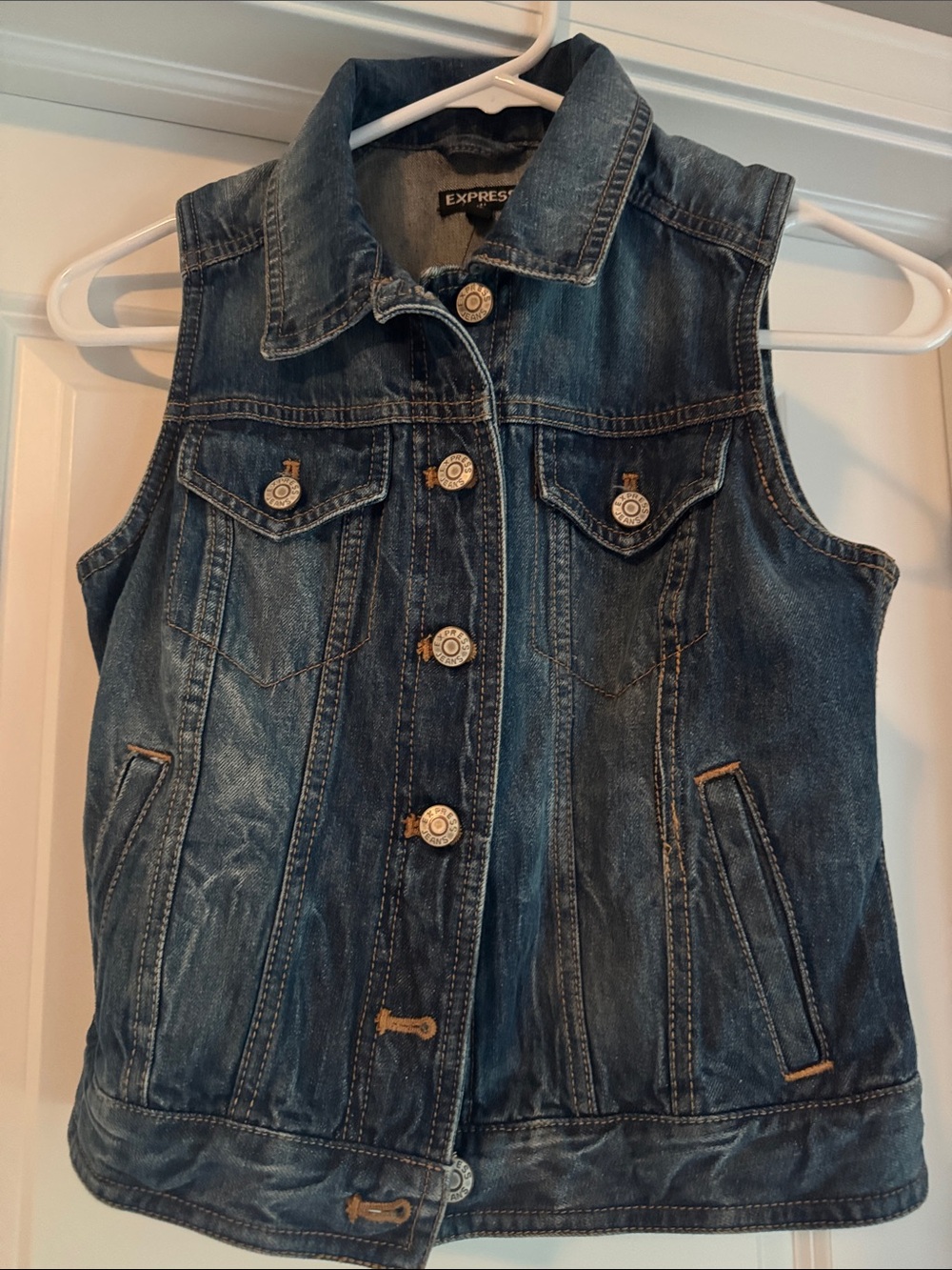 Express Dark Blue Denim Sleeveless Vest